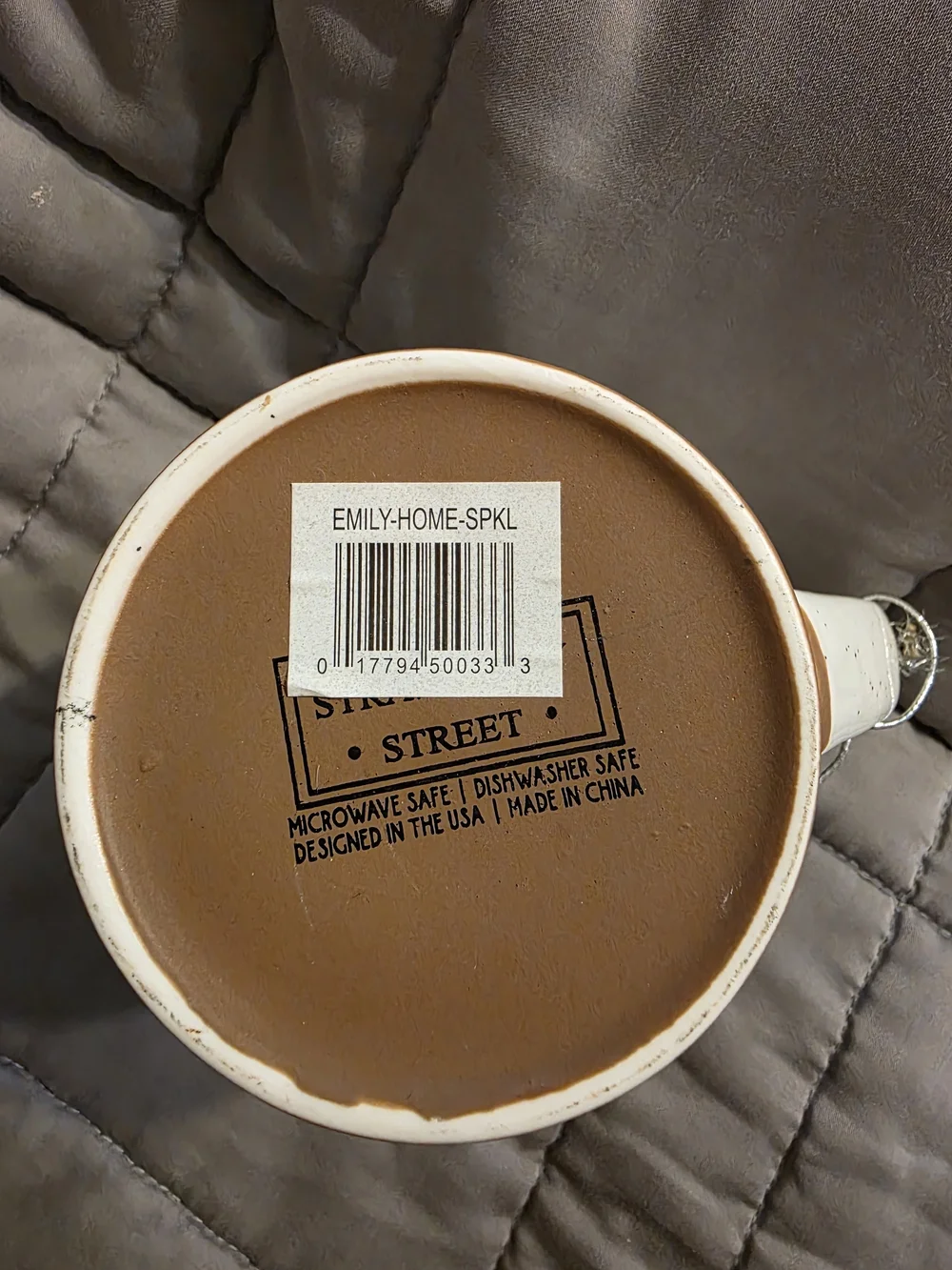 Home Speckled Ceramic Coffee Mug with Brown Accent
